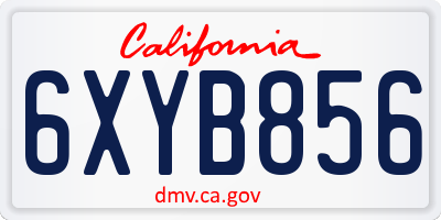 CA license plate 6XYB856