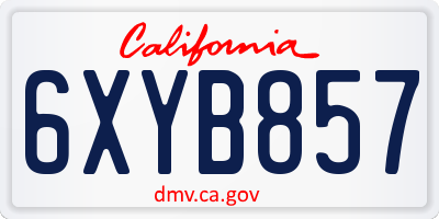 CA license plate 6XYB857