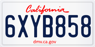 CA license plate 6XYB858