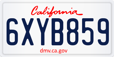 CA license plate 6XYB859