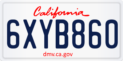 CA license plate 6XYB860
