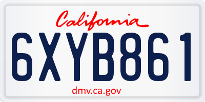 CA license plate 6XYB861