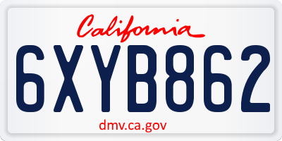 CA license plate 6XYB862