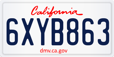 CA license plate 6XYB863