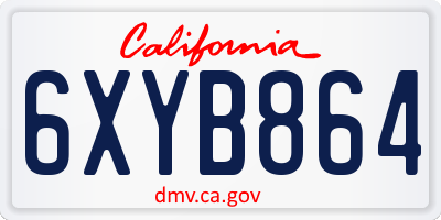 CA license plate 6XYB864