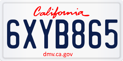 CA license plate 6XYB865