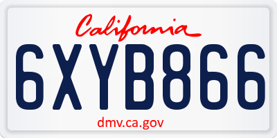 CA license plate 6XYB866