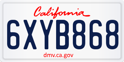 CA license plate 6XYB868