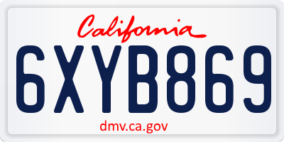 CA license plate 6XYB869