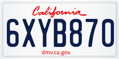 CA license plate 6XYB870