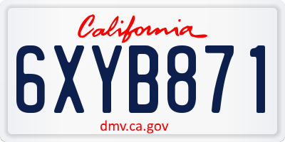 CA license plate 6XYB871