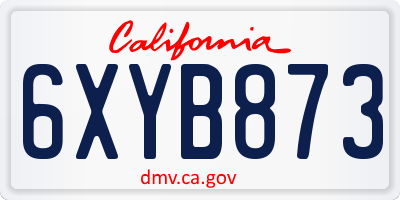 CA license plate 6XYB873