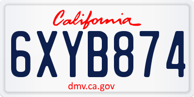 CA license plate 6XYB874