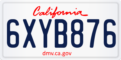 CA license plate 6XYB876