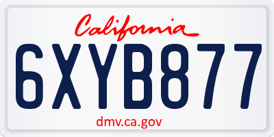 CA license plate 6XYB877