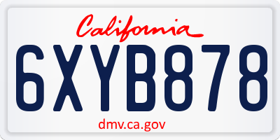 CA license plate 6XYB878