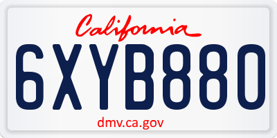 CA license plate 6XYB880