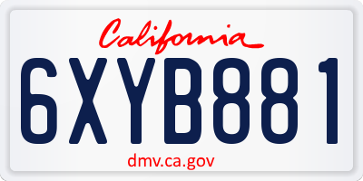 CA license plate 6XYB881