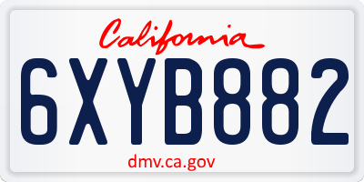 CA license plate 6XYB882