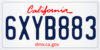 CA license plate 6XYB883