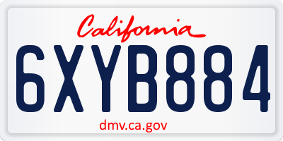 CA license plate 6XYB884