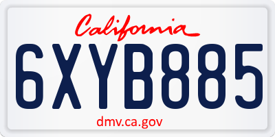 CA license plate 6XYB885