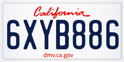 CA license plate 6XYB886