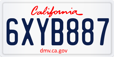 CA license plate 6XYB887