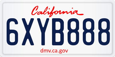 CA license plate 6XYB888