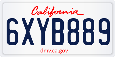 CA license plate 6XYB889