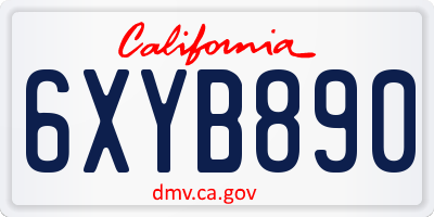 CA license plate 6XYB890