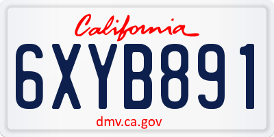 CA license plate 6XYB891