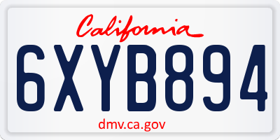 CA license plate 6XYB894