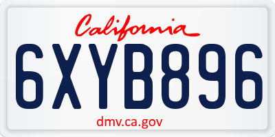 CA license plate 6XYB896