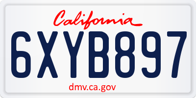 CA license plate 6XYB897