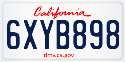 CA license plate 6XYB898
