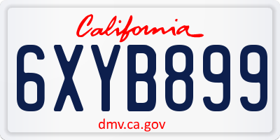 CA license plate 6XYB899