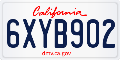 CA license plate 6XYB902