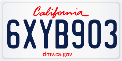 CA license plate 6XYB903