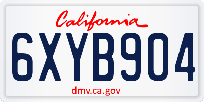 CA license plate 6XYB904