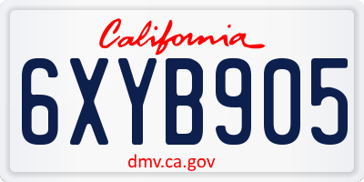 CA license plate 6XYB905