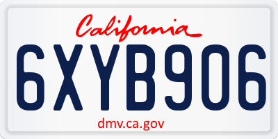 CA license plate 6XYB906