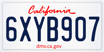 CA license plate 6XYB907