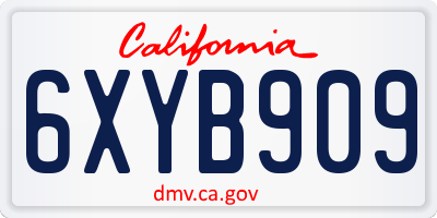 CA license plate 6XYB909
