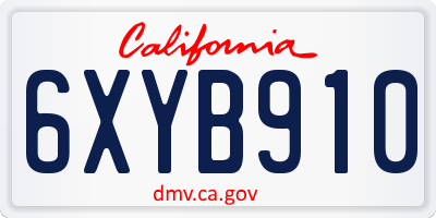 CA license plate 6XYB910