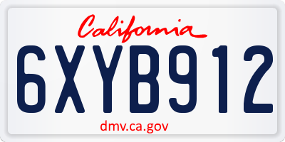 CA license plate 6XYB912