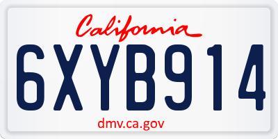 CA license plate 6XYB914