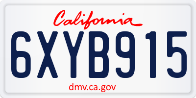 CA license plate 6XYB915