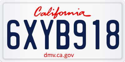 CA license plate 6XYB918
