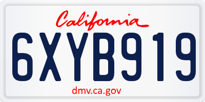 CA license plate 6XYB919
